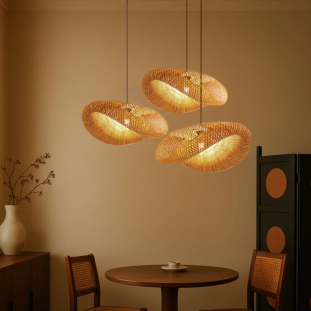 Bamboo Pendant Light - Natural Wood Ceiling Fixture for Dining Room - Image 3