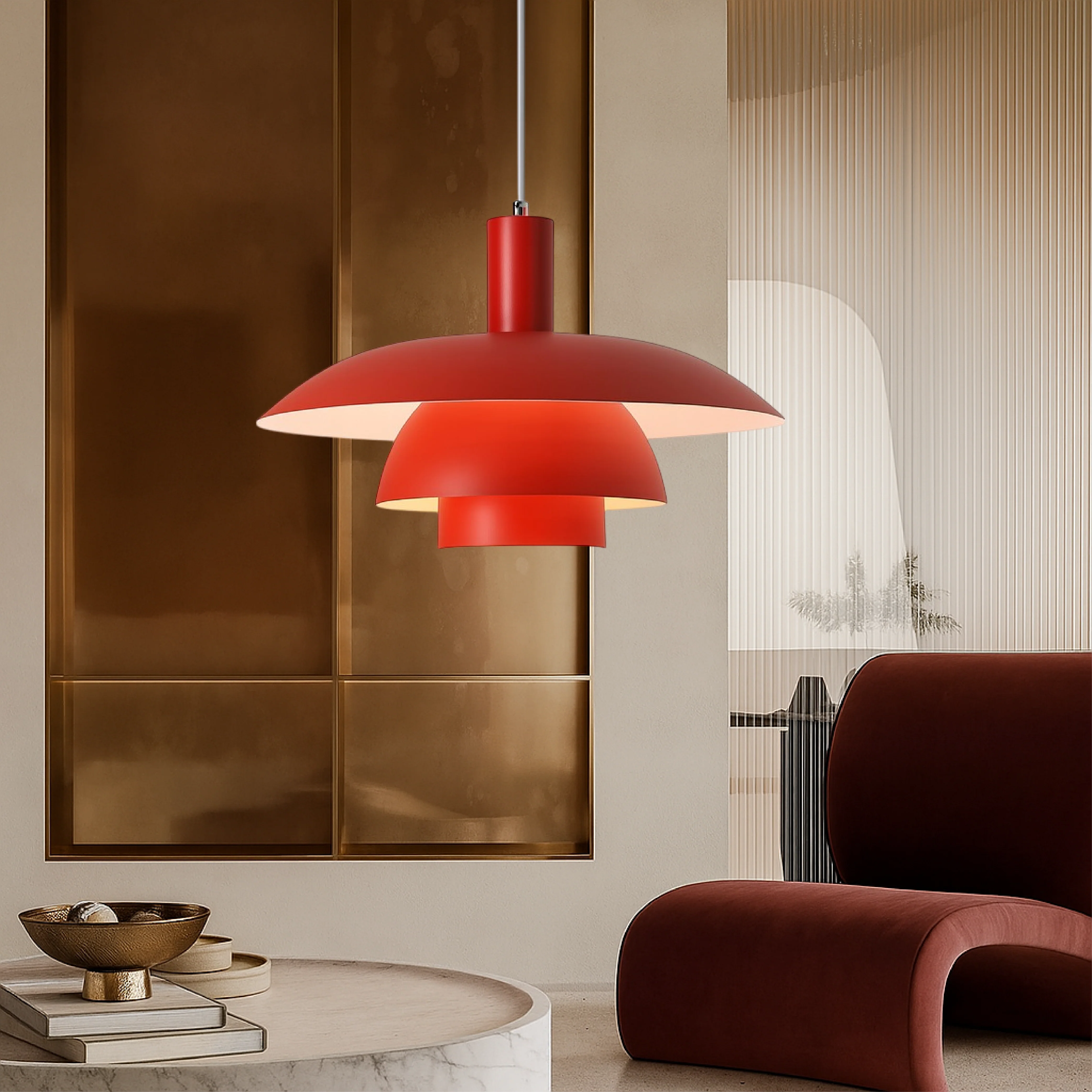 Danish-Style Nordic Pendant Light - Minimalist Dome Lamp - Image 14
